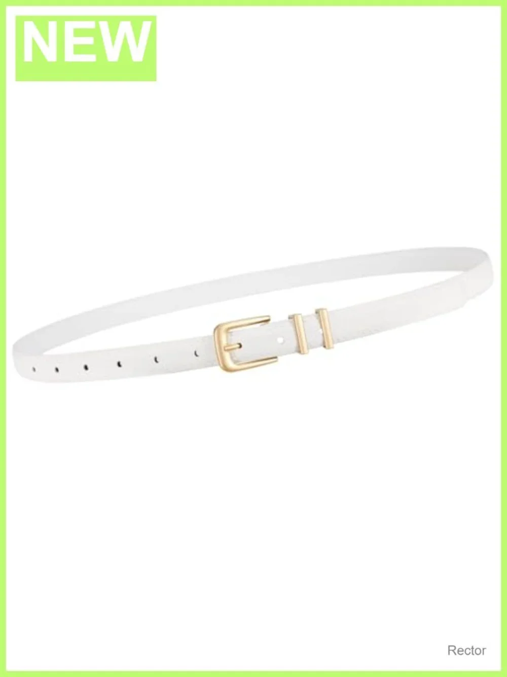 Women Skinny Belt Faux Leather Gold Buckle Adjustable Waist